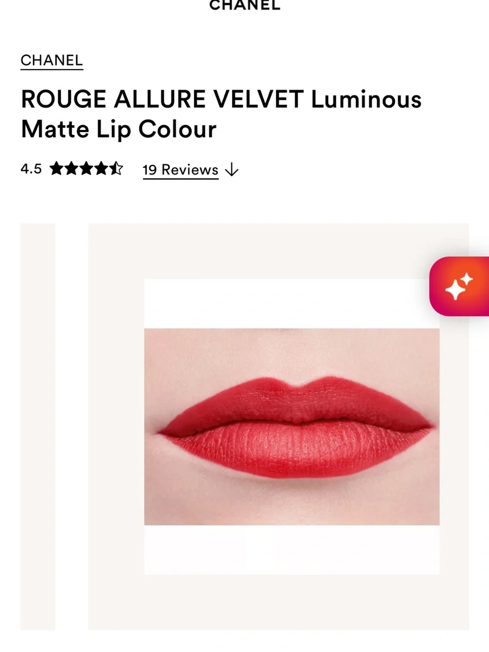 CHANEL Rouge Allure Velvet Lipstick 57 Rouge Feu